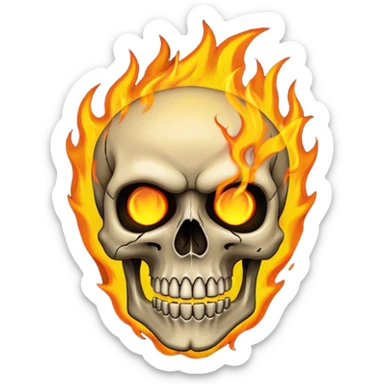 Attitude skull burning on fire sticker