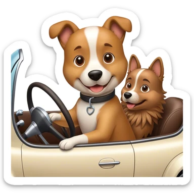 dog driving car sticker