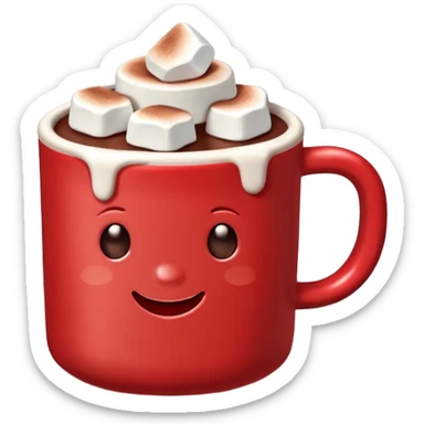 red mug of hot chocolate with marshmallows sticker