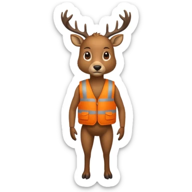 crea una mascota de equipo que sea un venado de cuerpo completo y lleve un chaleco con el nombre de telamon que en el chaleco diga telamon, el chaleco de color naranja, que en el lado izquierdo del chaleco diga telamon sticker