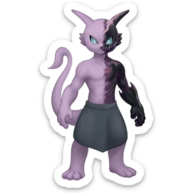 Pastel dull greyish anthropomorphic furry Mewtwo-Beerus-Venom-Espurr-Minccino-hybrid-fusion-animal-ET-species-creature  sticker