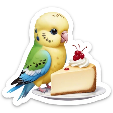 cute budgie eating cute cheesecake cuter sticker