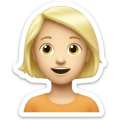 talking blond child with two speech bubbles near sticker