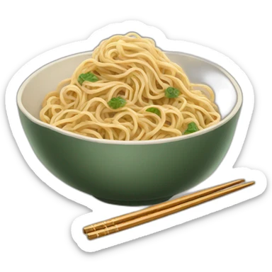 bowl of sesame and garlic noodles with chopsticks sticker