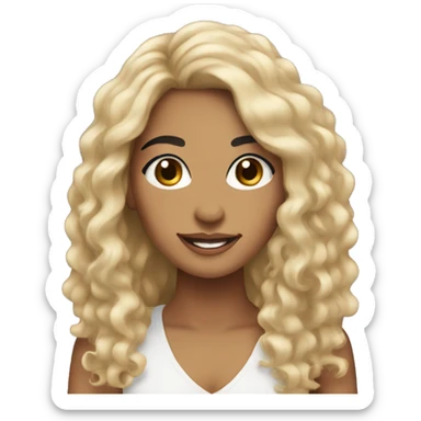 Head, Tan skin woman, thick long curly black hair , black eyes, soft smile sticker