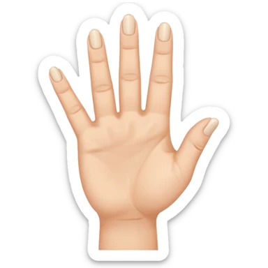 Keyboard background of cartoon woman's hand flicking me off, but has 3 middle fingers and the front of the fingers are facing me and the nail of the finger is located at the top and the knuckle joints. Other 3 fingers and thumb are folded down into fist sticker