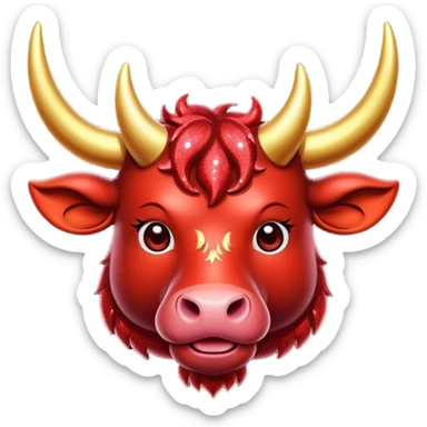 red glitter horned ox sticker