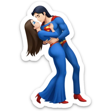 1girl,crazy drunk pose curvy dark blue {very long straight hair} blueeyes,fullbody,kissing  qsuperman sticker