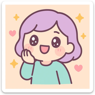 a person laughing at themselves, simple and cute, pastel colors, kawaii style sticker