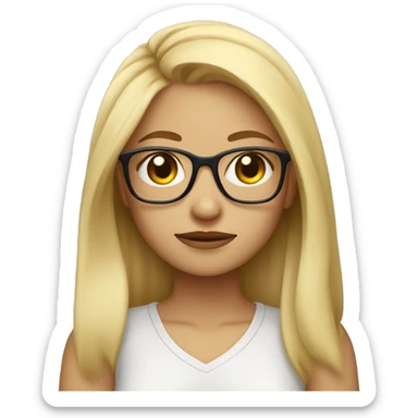 blonde girl with glasses furrowing her eyebrows and crossing her arms  sticker