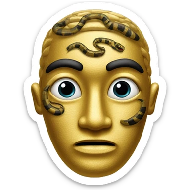 mascara de oro de la culura nazca con serpiente en la cabeza sticker