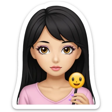 Gyaru girl black hair sticker