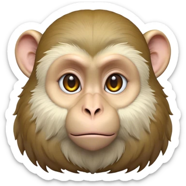 Cinematic Noble Macaque Portrait Emoji, Poised and regal, with a smart, agile build and expressive, deep-set eyes, adorned with soft, detailed fur and a dignified expression, Simplified yet sharp and sophisticated features, highly detailed, glowing with a soft, natural radiance, high shine, intelligent and commanding, stylized with an air of primate nobility, focused and alert, soft glowing outline, capturing the essence of a watchful and confident guardian that appears ready to leap out of the screen with effortless authority! sticker