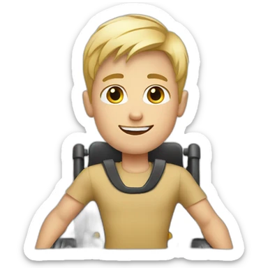 blonde boy in powered wheelchair sticker