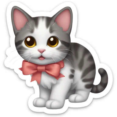 A kitten wearing a bow  sticker
