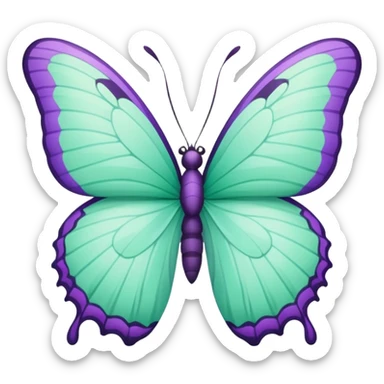 Beautiful mint green and lila butterfly with detailed wings sticker