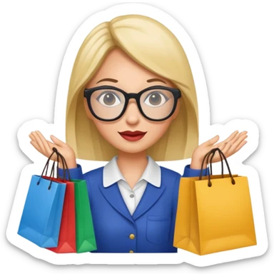 gincer woman with glasses holding shopping bags sticker