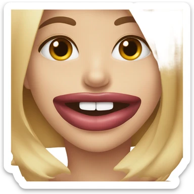 Face emoji with girl lips and grill sticker