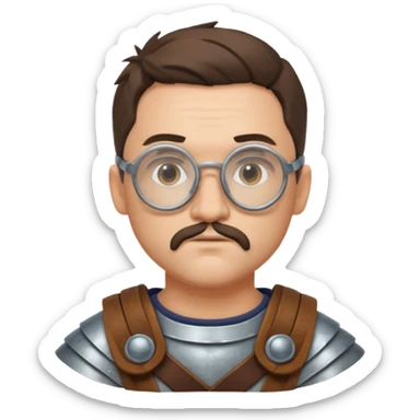 scientist, wearing gladiator cloth, big round glassed sticker