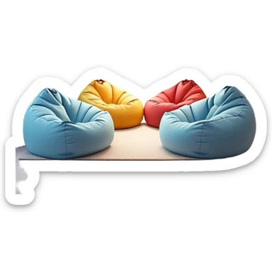 cozy chill zone lounge area with beanbags and ambient lighting sticker