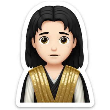 Pluto from Roman Deities with long black hair, black sequin toga sticker