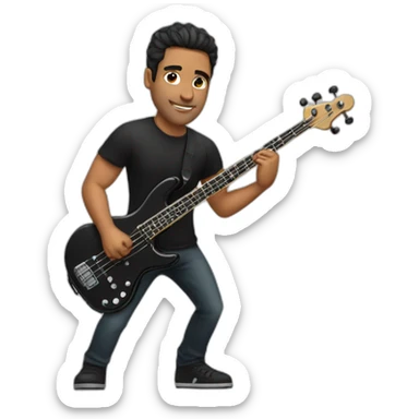 strong latin man, in black shirt, playing electric bass sticker