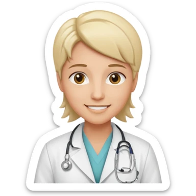 androgynous medium tone skin physician, NO stethoscope around neck sticker