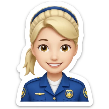 Young Female: ponytail hair, wearing uniform, white skin sticker