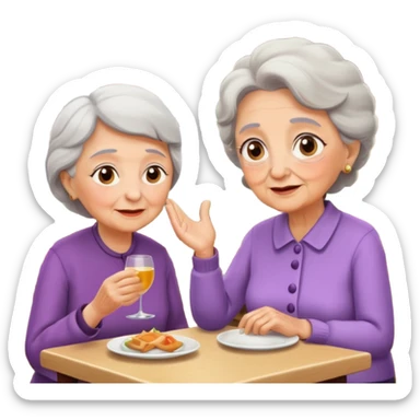 conversación dentro de un restaurant  dos personas y una de las persoans sea una abuela sticker