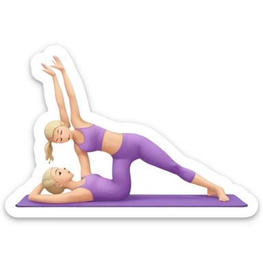 Girl doing a pilate exercize. We have a side view of her sticker