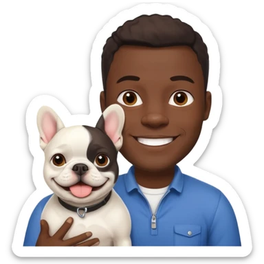 hombre médico de color de tez negro con bulldog francés blancos sticker