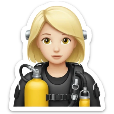 scuba diving girl blonde with yellow oxygen tank sticker