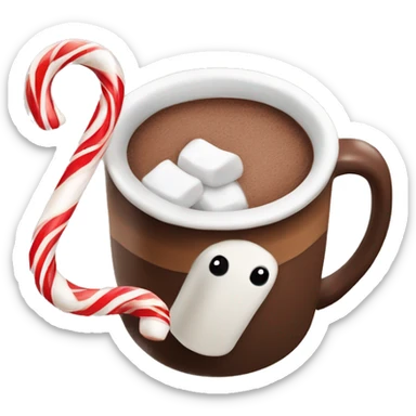  Mug of hot chocolate with marshmallows and a candy cane  sticker