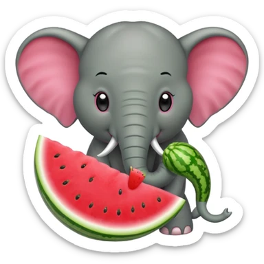 elephant eating watermelon sticker