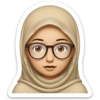 A veiled emoji wearing glasses sticker