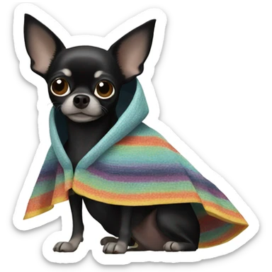 Black Chihuahua in a poncho  sticker