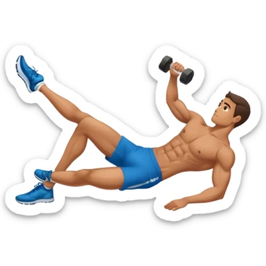 side-view of guy doing decline abdominal Crunches with sixpack sticker