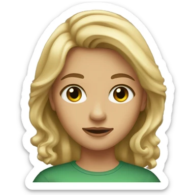 a girl with middle length dirty blonde hair, gold-orange-green eyes sticker
