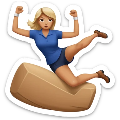 woman kicking donald trump between his legs sticker