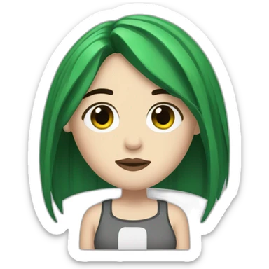 billie eilish with black and green hair sticker