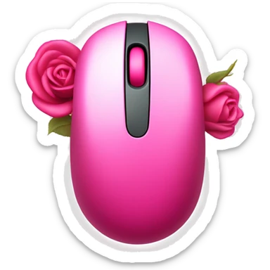 Rose red Pink “computer mouse” with hot pink accents  sticker