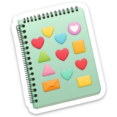 pale green note book with stickers sticker
