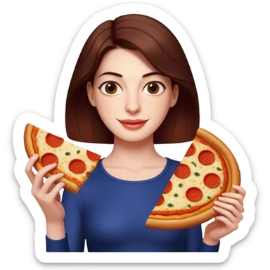 Anne Hathaway with pizza sticker