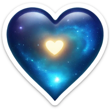 Shiny blue galaxy heart sticker