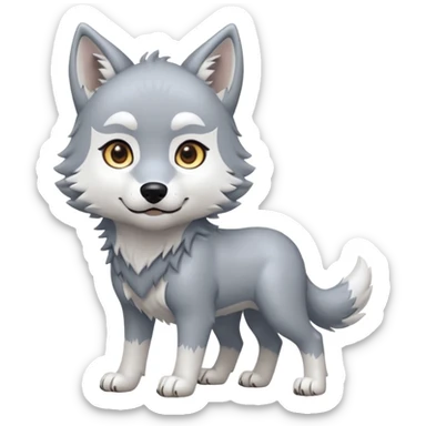 Toony Chibi Cute Ginga Nagareboshi Gin/Silver Fang the wolf (full body) (feral) (4 legs) (canine) sticker