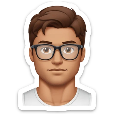 Sexy guy with muscles and glasses with brwn hair sticker