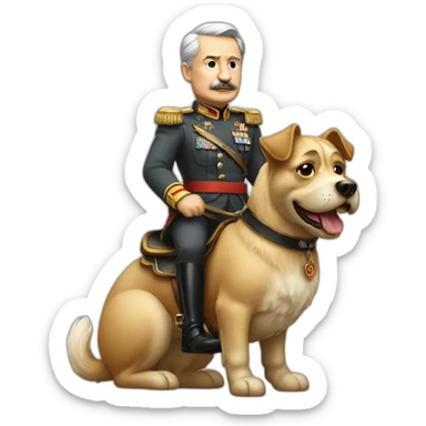Old german dictator riding a dog sticker