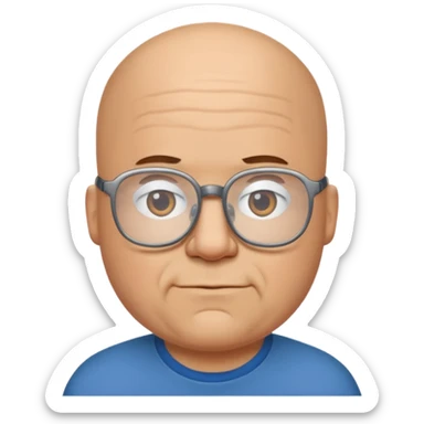 a big bald guy with glasses names lester griel sticker