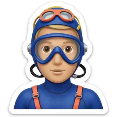 Diver + blue wetsuit,Coral Diver. sticker