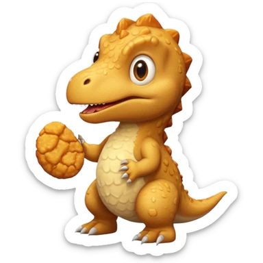Cute Trex scared of dino chicken nugget sticker